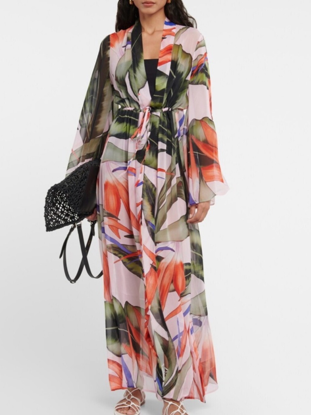 NWT 690.00 Alexandra Miro Betty floral chiffon beach dress XS OVERSIZED